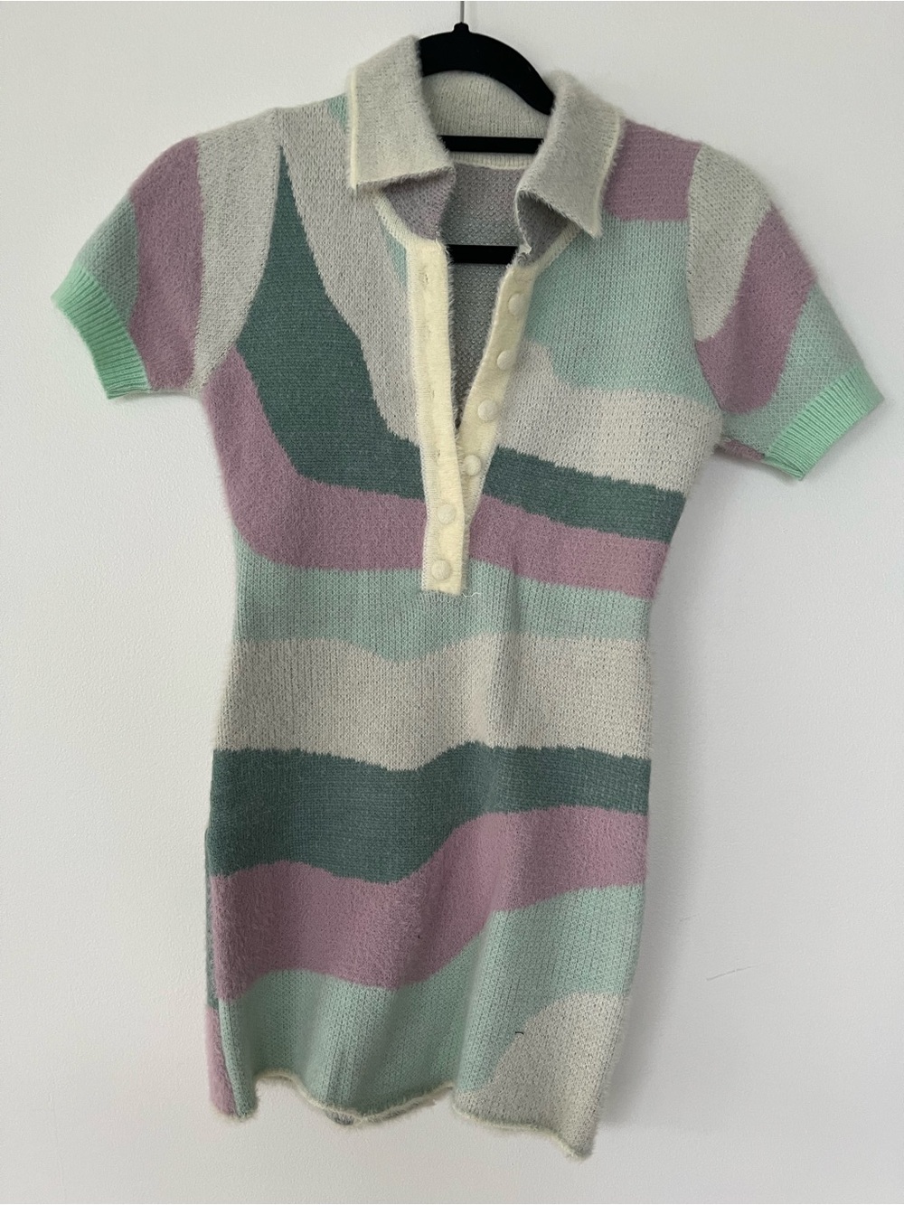 Pastel Striped Polo Knit Dress